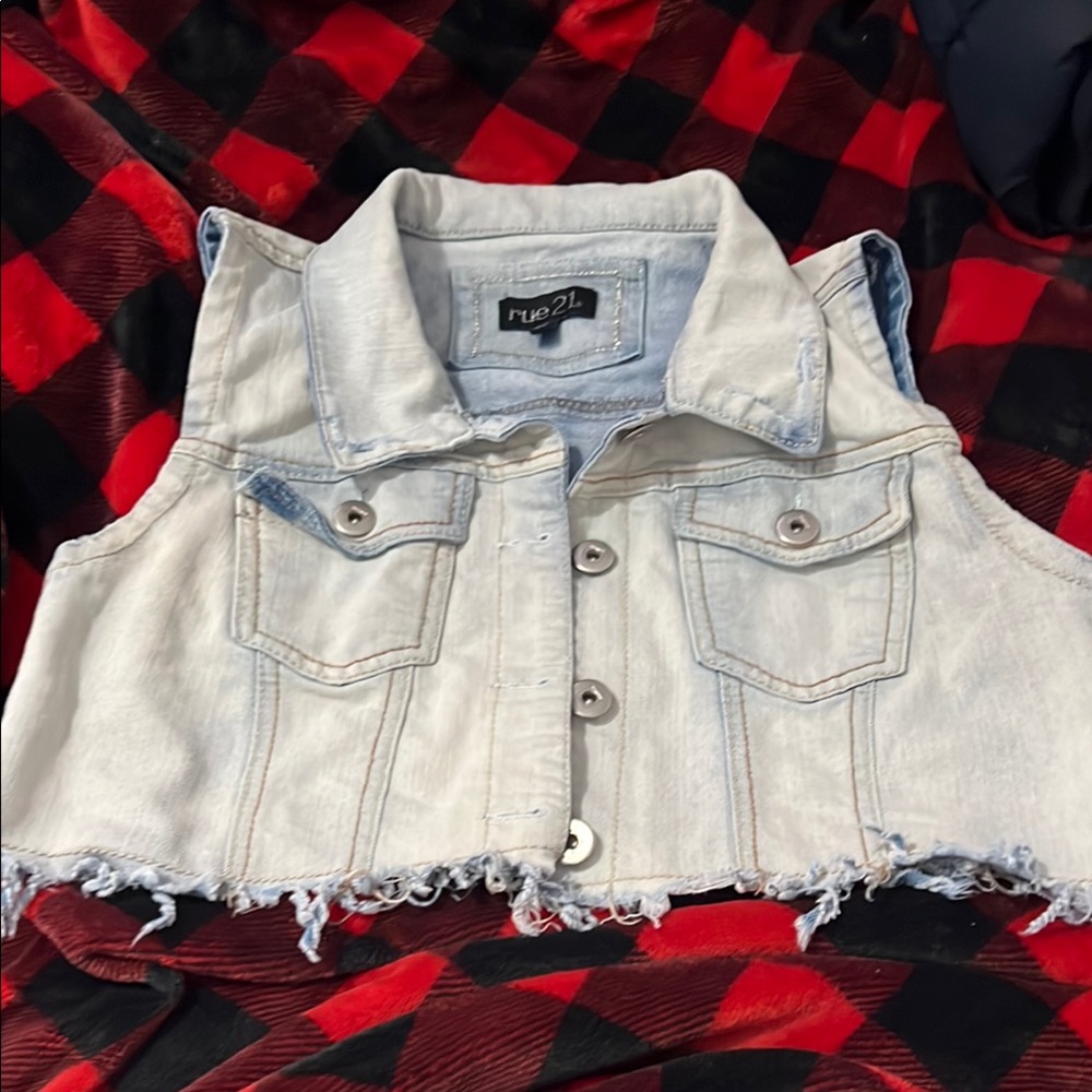Rue21 Light Wash Denim Vest